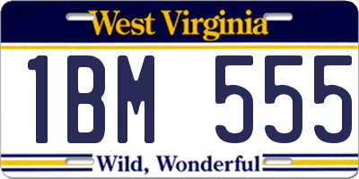 WV license plate 1BM555