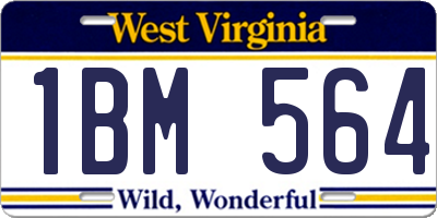 WV license plate 1BM564