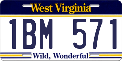 WV license plate 1BM571