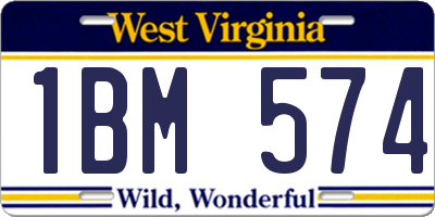 WV license plate 1BM574