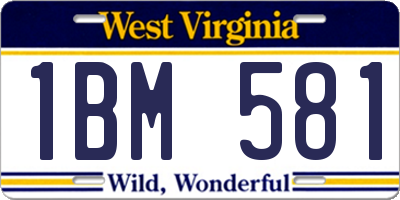WV license plate 1BM581