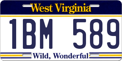 WV license plate 1BM589