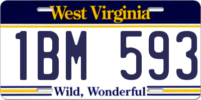 WV license plate 1BM593