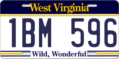 WV license plate 1BM596
