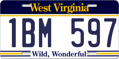 WV license plate 1BM597