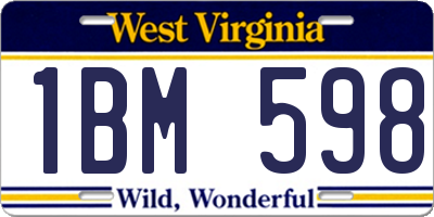 WV license plate 1BM598