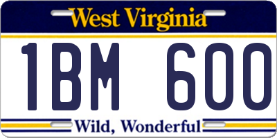 WV license plate 1BM600