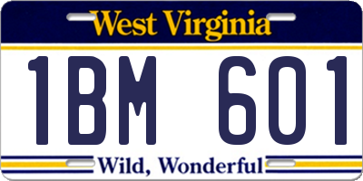 WV license plate 1BM601