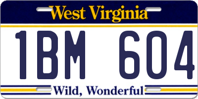 WV license plate 1BM604