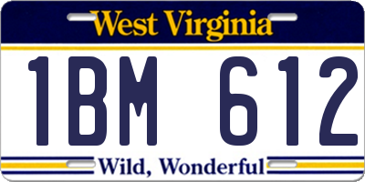 WV license plate 1BM612