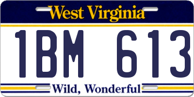 WV license plate 1BM613