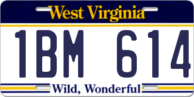 WV license plate 1BM614