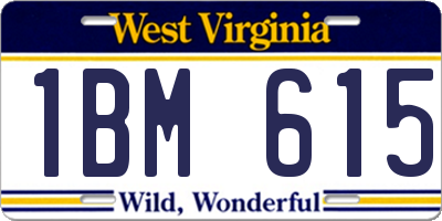 WV license plate 1BM615