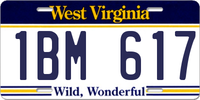 WV license plate 1BM617