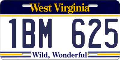 WV license plate 1BM625