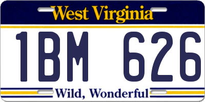 WV license plate 1BM626