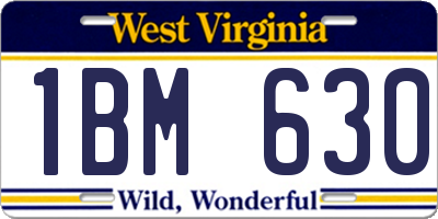 WV license plate 1BM630