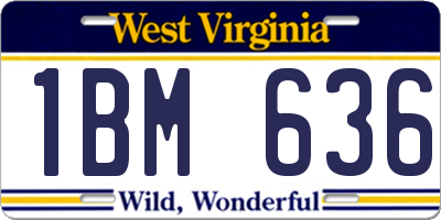WV license plate 1BM636