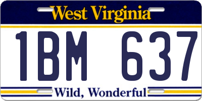 WV license plate 1BM637