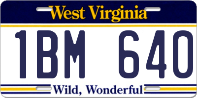 WV license plate 1BM640