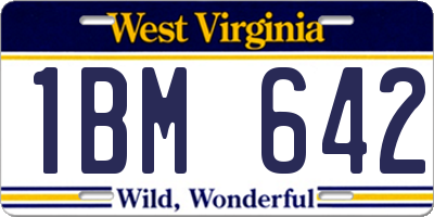 WV license plate 1BM642