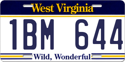 WV license plate 1BM644