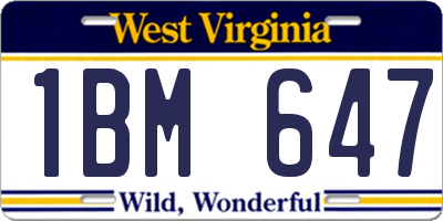 WV license plate 1BM647