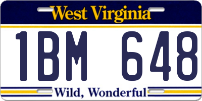 WV license plate 1BM648