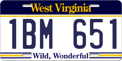 WV license plate 1BM651