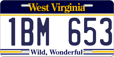WV license plate 1BM653