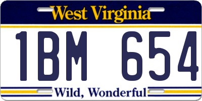 WV license plate 1BM654