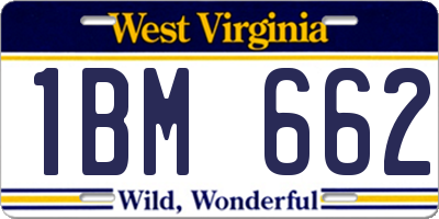 WV license plate 1BM662