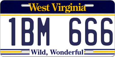 WV license plate 1BM666