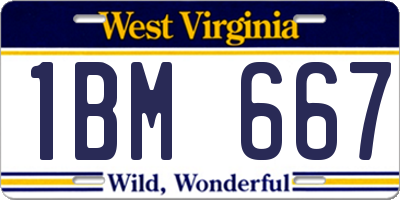 WV license plate 1BM667