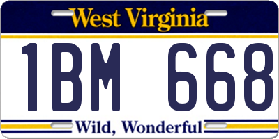 WV license plate 1BM668