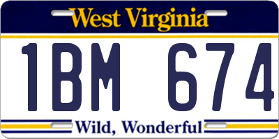 WV license plate 1BM674
