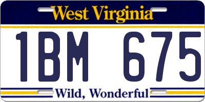 WV license plate 1BM675