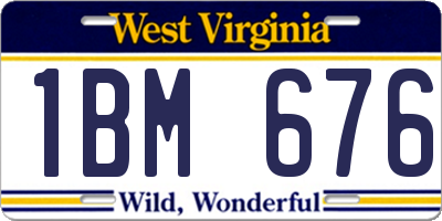 WV license plate 1BM676
