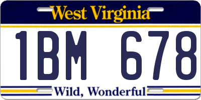 WV license plate 1BM678