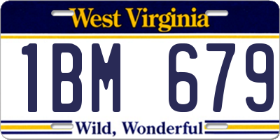 WV license plate 1BM679