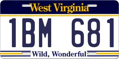 WV license plate 1BM681