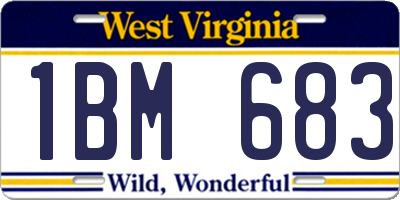 WV license plate 1BM683