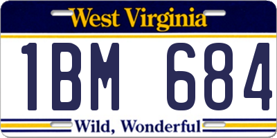 WV license plate 1BM684