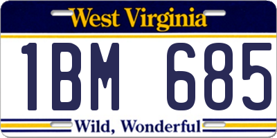WV license plate 1BM685