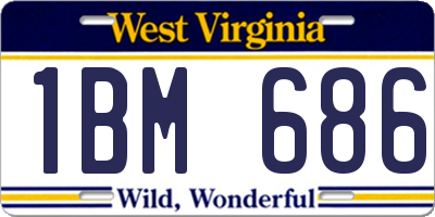 WV license plate 1BM686