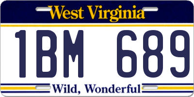 WV license plate 1BM689