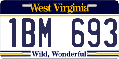 WV license plate 1BM693