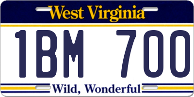 WV license plate 1BM700