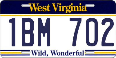 WV license plate 1BM702