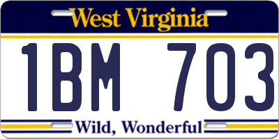 WV license plate 1BM703